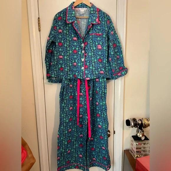 OVER THE COTTON MOON PAJAMA SET - ELEPHANT GARDEN SET - Picture 3 of 9